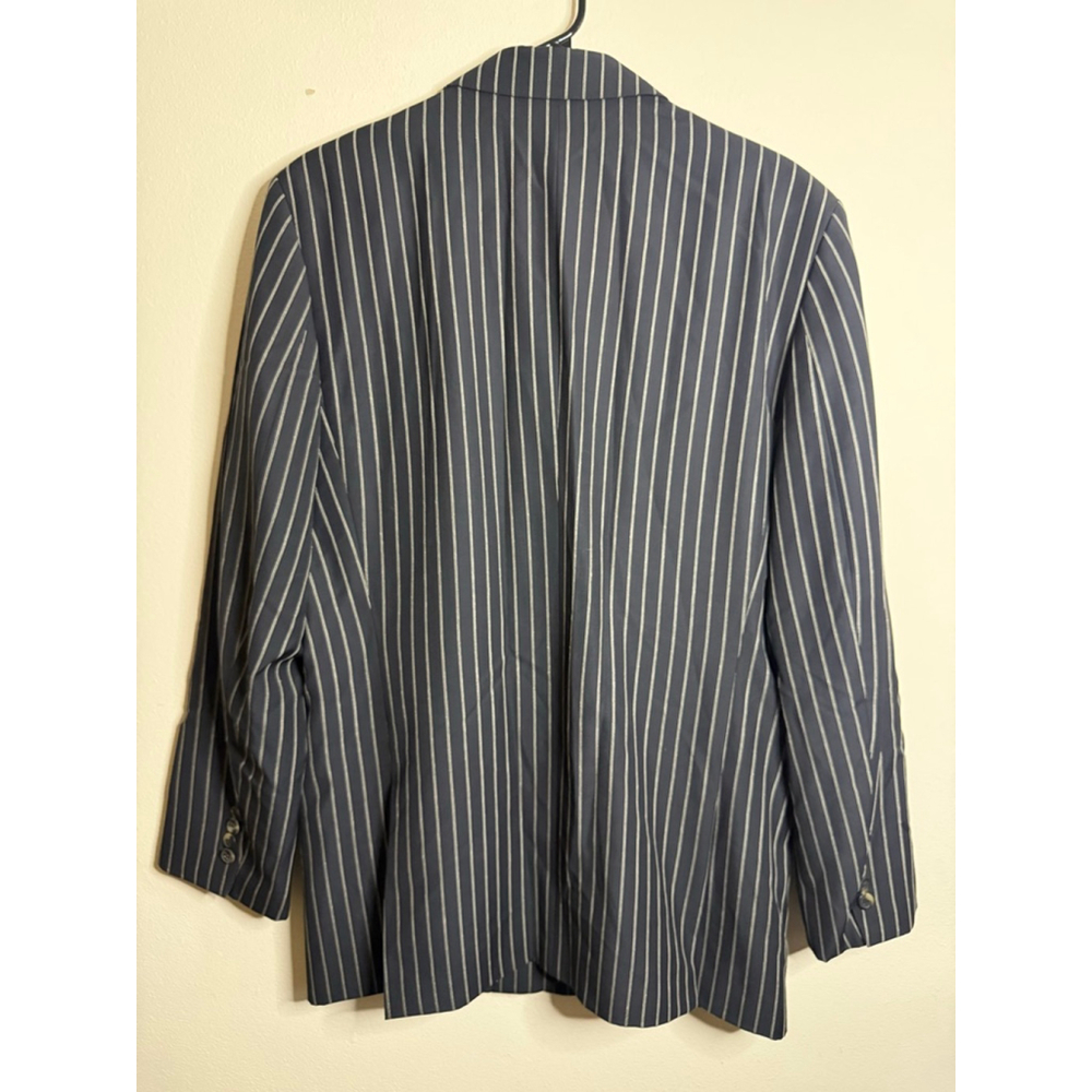 Men's Versace Navy White Pinstripe Blazer - Picture 6 of 6